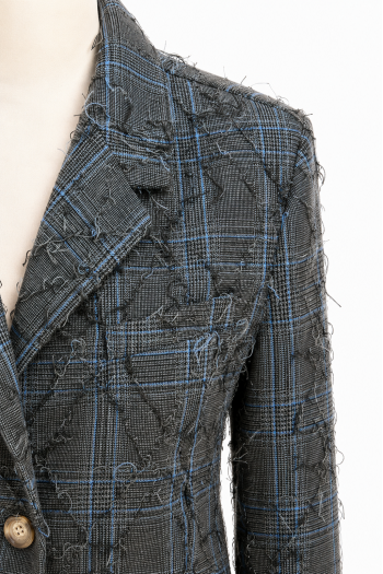 Oda-blazer met ruitmotief, grijs, tweedehands, gemaakt in Italië