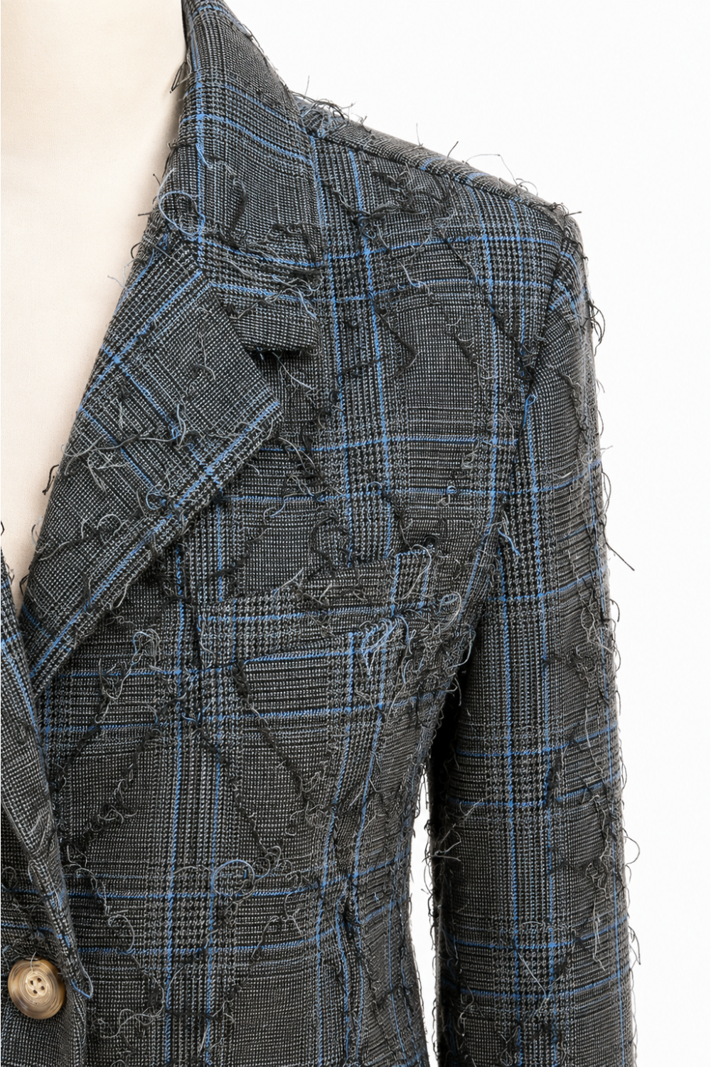 Oda-blazer met ruitmotief, grijs, tweedehands, gemaakt in Italië