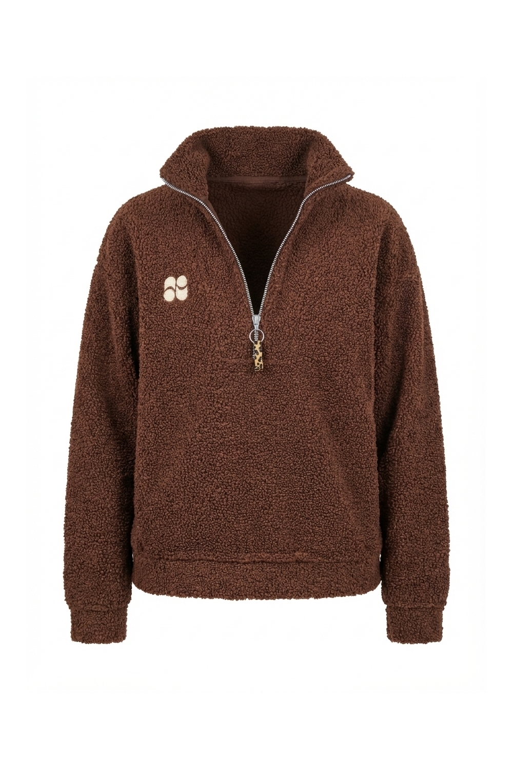 Lucas Teddy Zip Sweatshirt in Chocolate Brown, Made in Italy