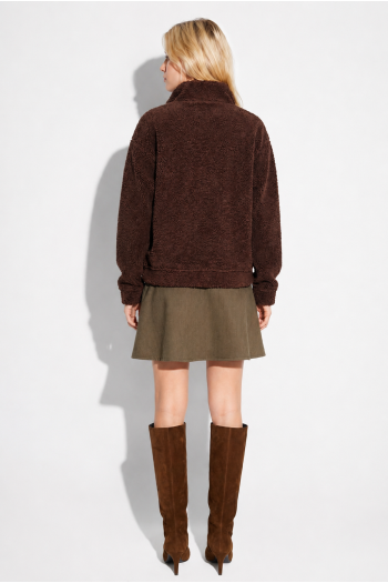 Lucas Teddy Zip Sweatshirt in Chocolate Brown, Made in Italy