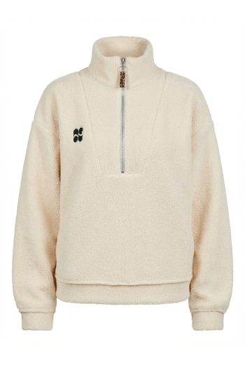 Luca Teddy Zip Sweatshirt in natural, made in Italy.