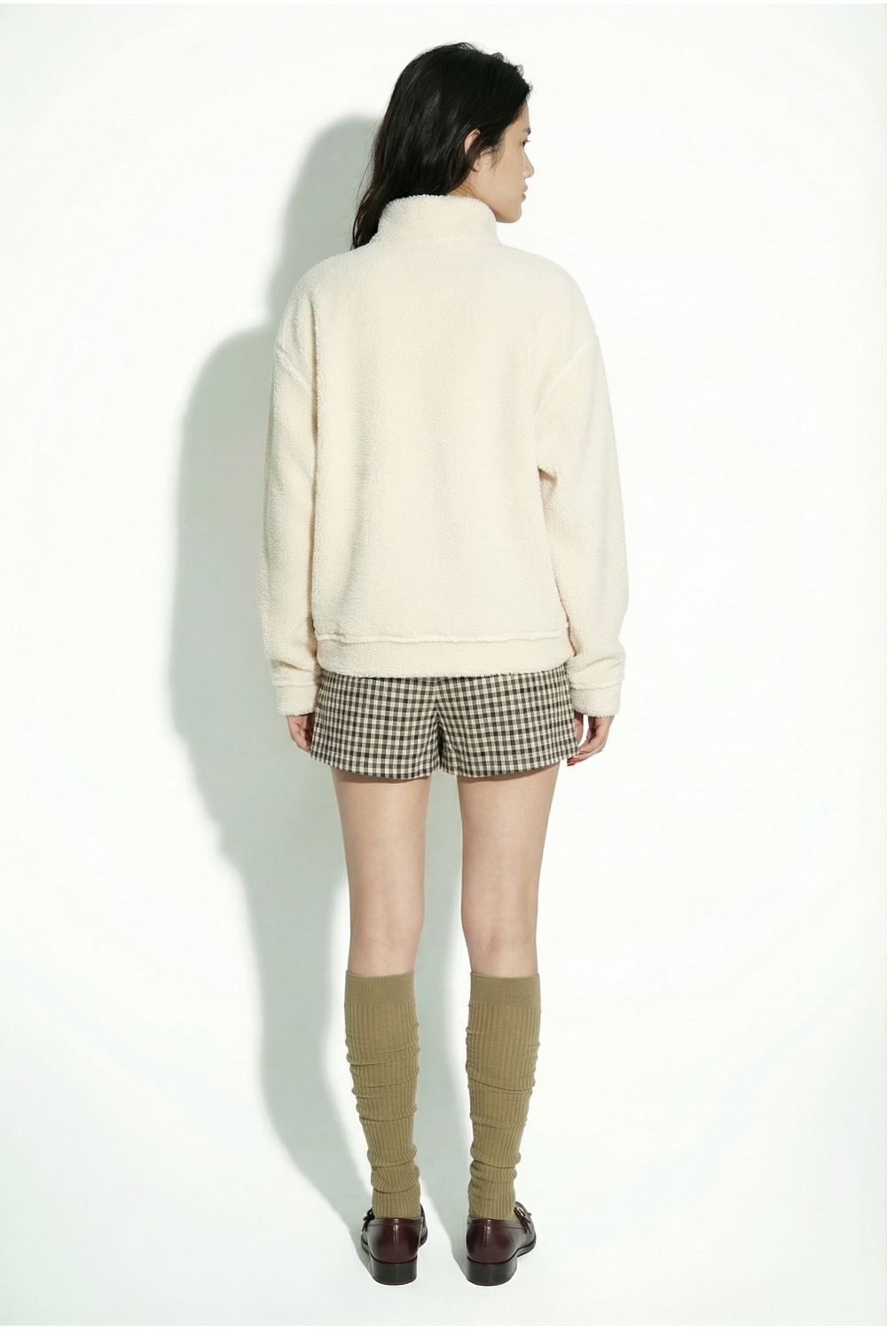 Luca Teddy Zip Sweatshirt in natural, made in Italy.