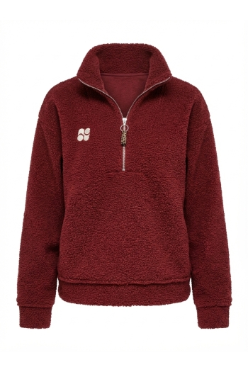 SWEATSHIRT LUCA TEDDY ZIP BORDEAUX