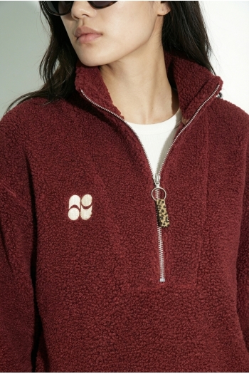 SWEATSHIRT LUCA TEDDY ZIP BORDEAUX