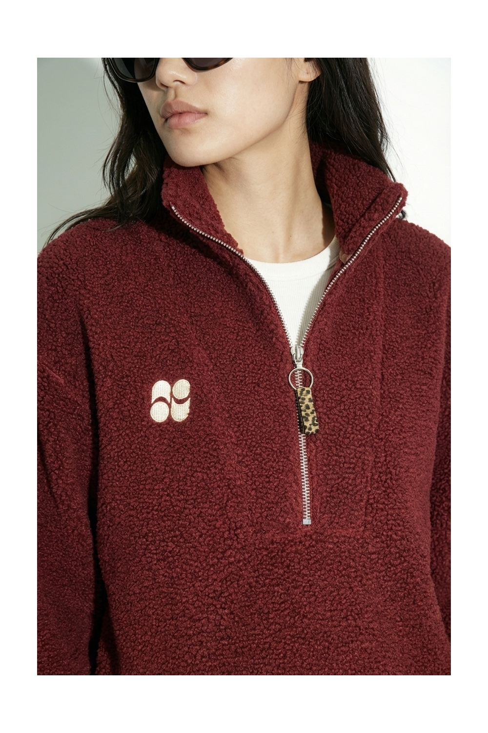 SWEATSHIRT LUCA TEDDY ZIP BORDEAUX