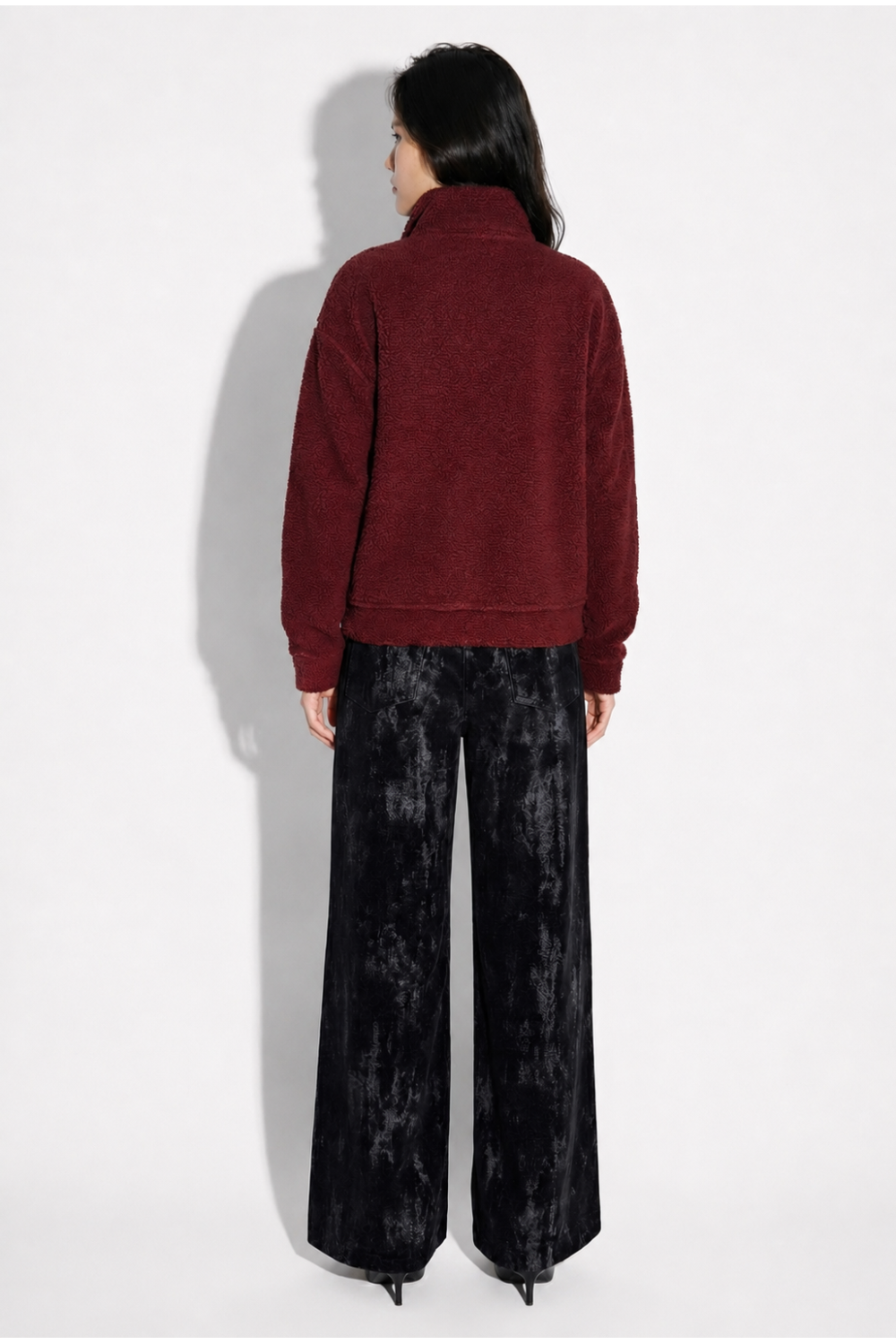 SWEATSHIRT LUCA TEDDY ZIP BORDEAUX
