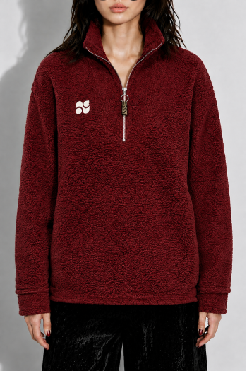 SWEATSHIRT LUCA TEDDY ZIP BORDEAUX