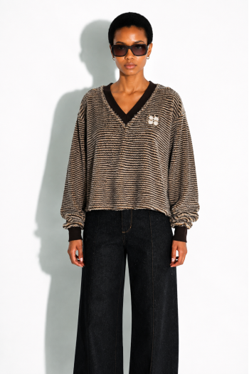 Sweatshirt Kravitz Fluffy chocolat fabriqué au Portugal