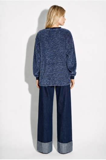 Kravitz Fluffy Navy-sweatshirt, gemaakt in Portugal