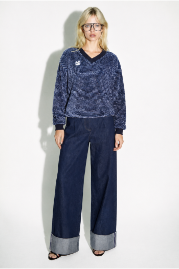 Kravitz Fluffy Navy-sweatshirt, gemaakt in Portugal