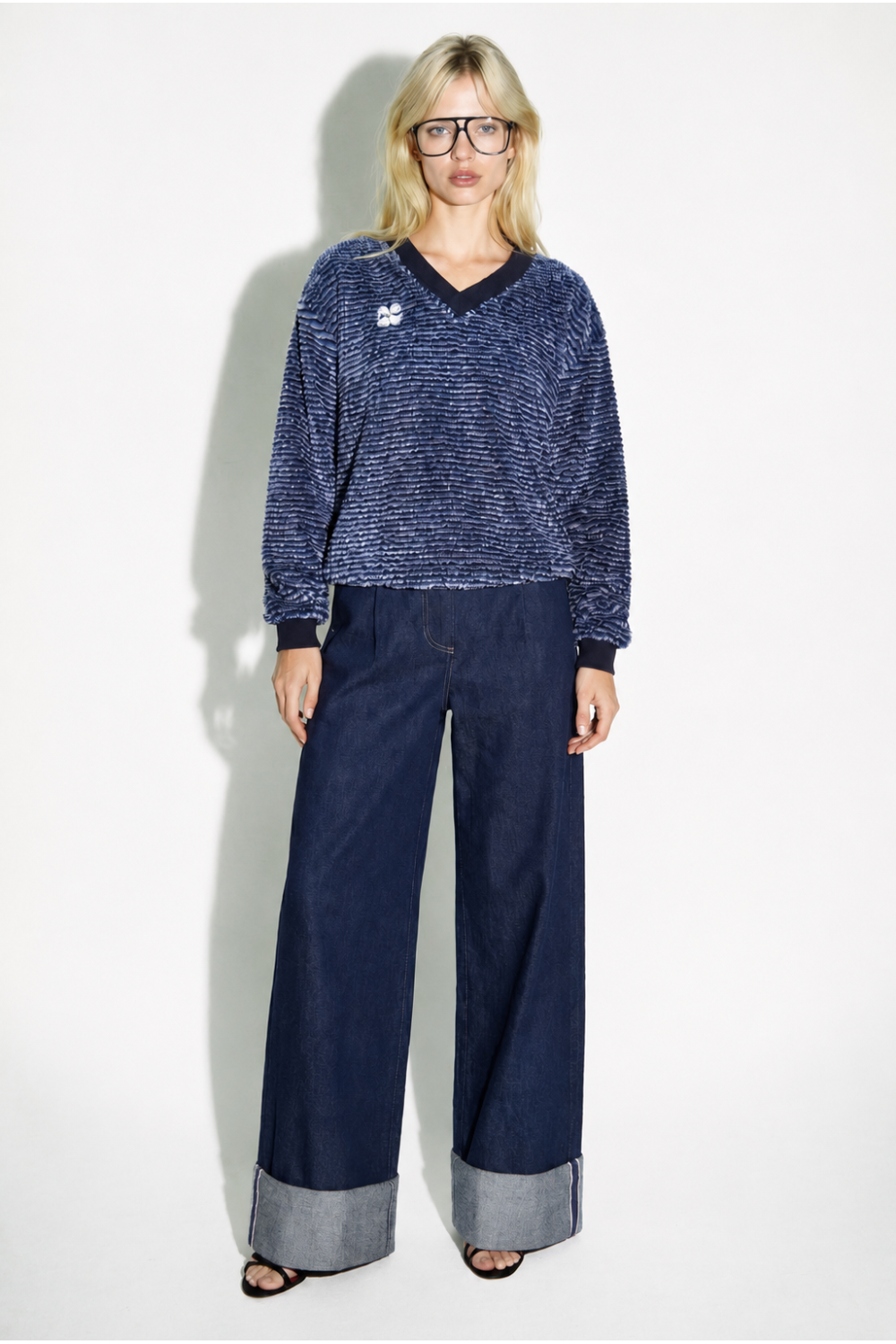 Kravitz Fluffy Navy-sweatshirt, gemaakt in Portugal