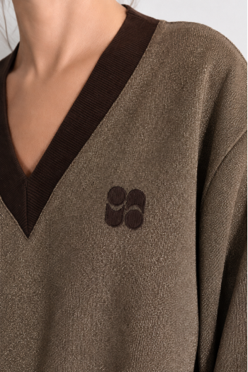 Sweatshirt Kravitz Lurex chocolat fabriqué au Portugal