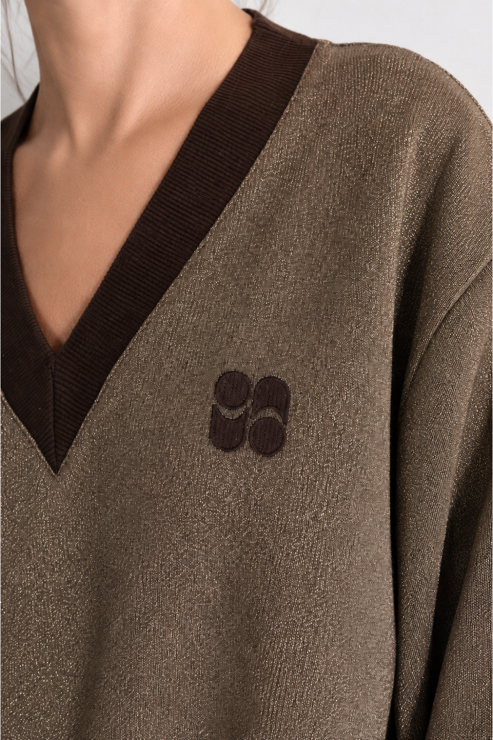 Sweatshirt Kravitz Lurex chocolat fabriqué au Portugal