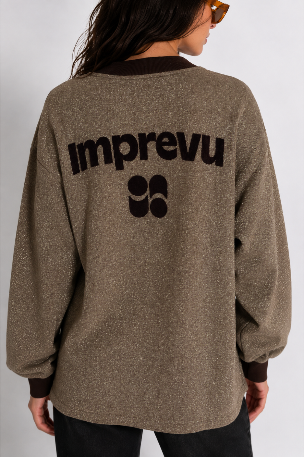 Sweatshirt Kravitz Lurex chocolat fabriqué au Portugal