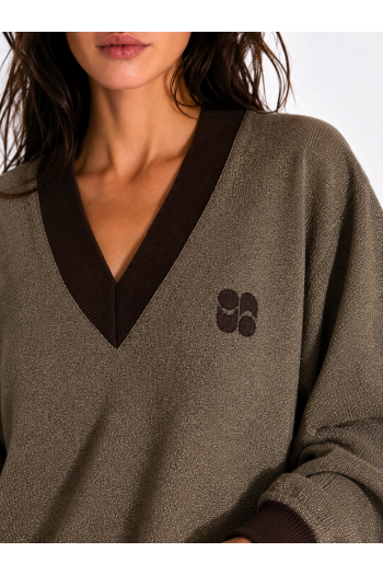 Sweatshirt Kravitz Lurex chocolat fabriqué au Portugal