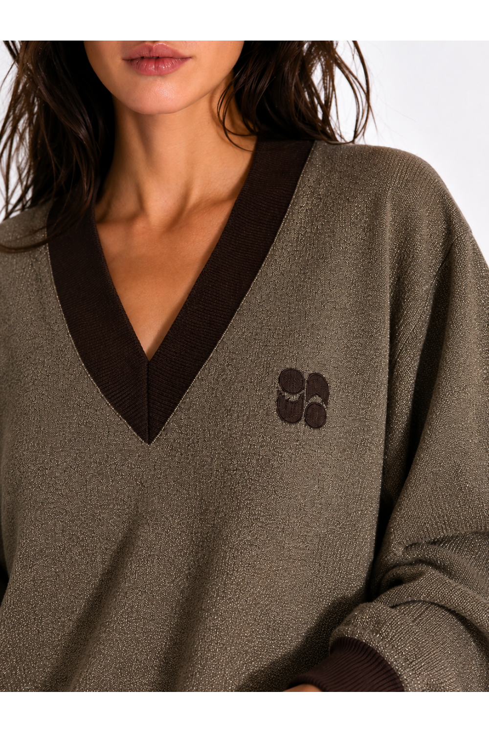 Sweatshirt Kravitz Lurex chocolat fabriqué au Portugal