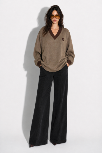 Sweatshirt Kravitz Lurex chocolat fabriqué au Portugal