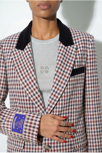 Blazer Ema pied de poule bordeaux fabriqué en Italie