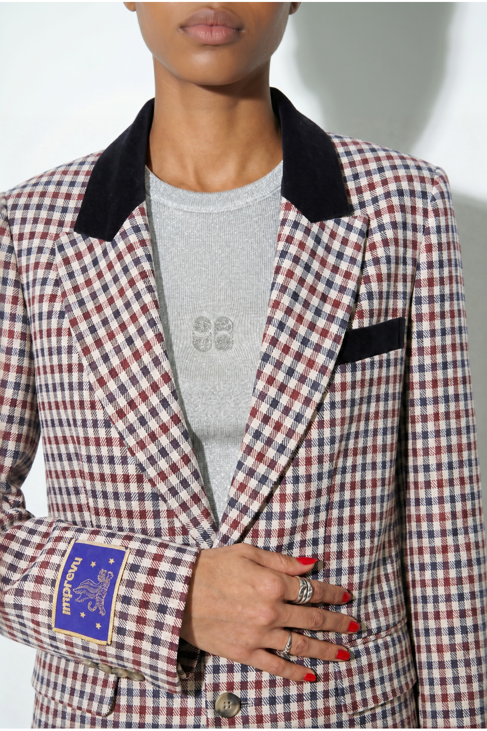 Blazer Ema pied de poule bordeaux fabriqué en Italie