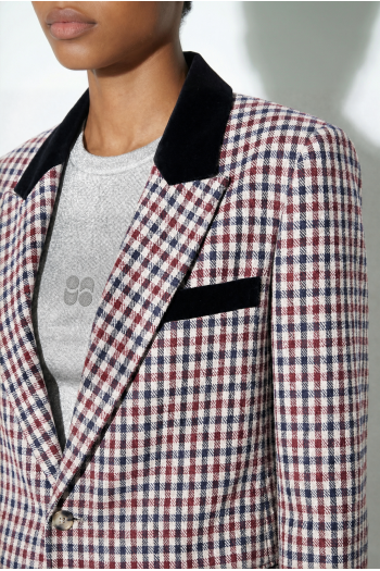Blazer Ema pied de poule bordeaux fabriqué en Italie