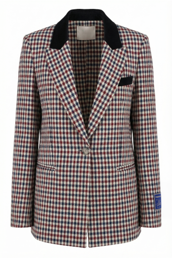 Blazer Ema pied de poule bordeaux fabriqué en Italie