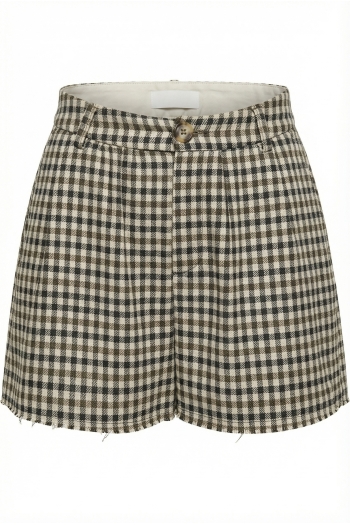 Jupe short Riva pied de poule Kaki fabriquée en Italie