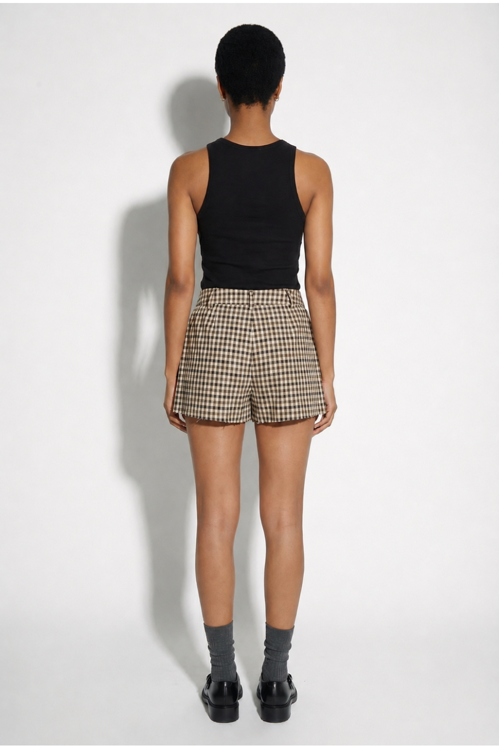 Jupe short Riva pied de poule Kaki fabriquée en Italie