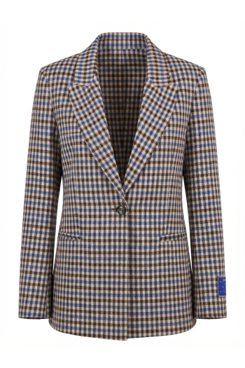 Ema-blazer met hohhoepatroon in koningsblauw, gemaakt in Italië