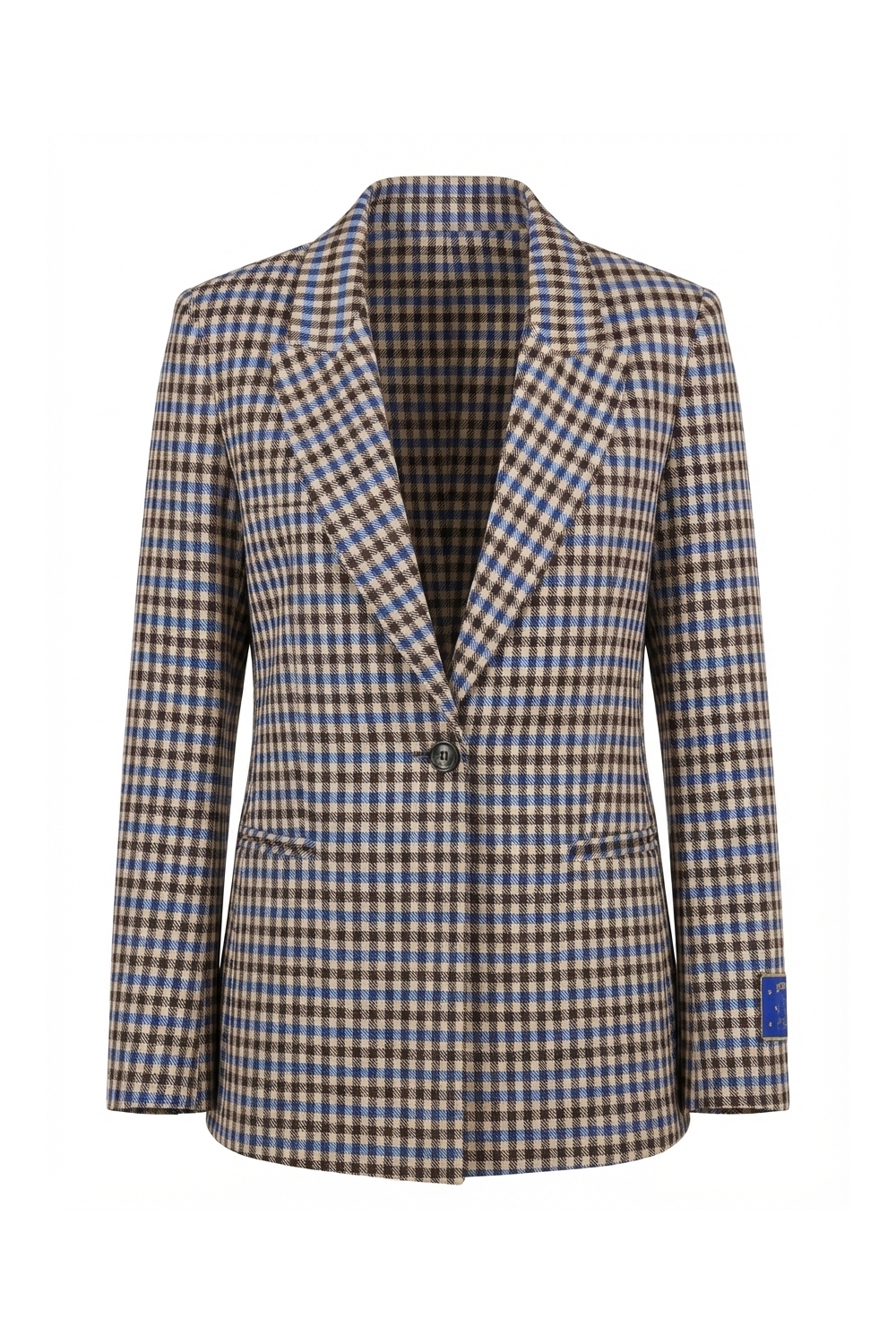 Ema-blazer met hohhoepatroon in koningsblauw, gemaakt in Italië