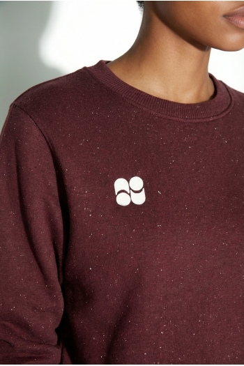 Sweatshirt Eddie moucheté bordeaux fabriqué au Portugal