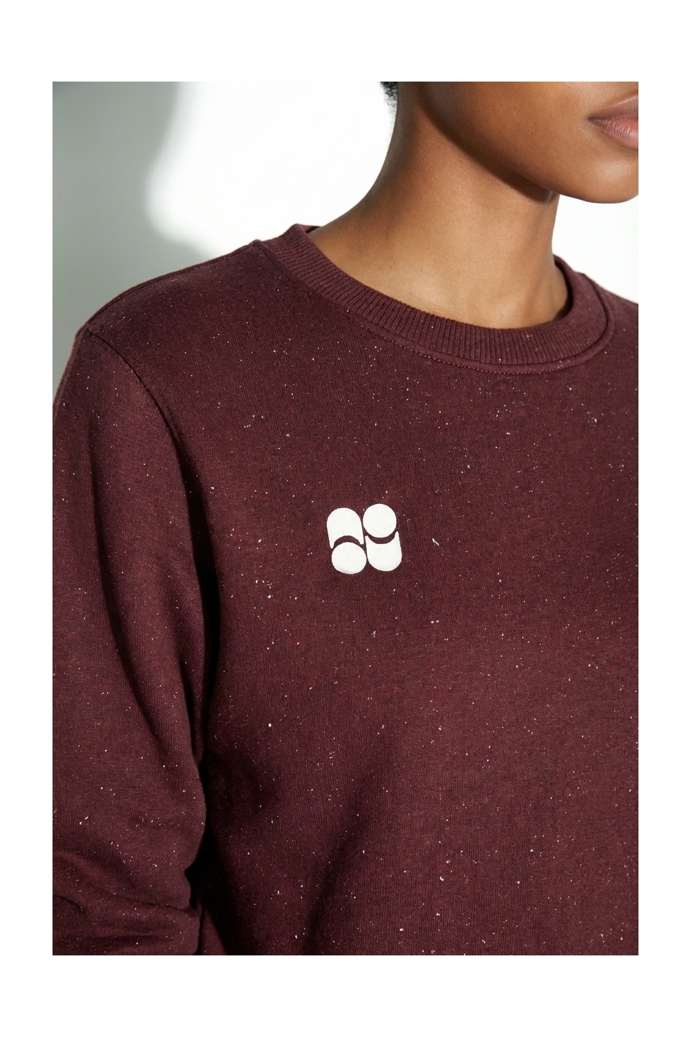 Sweatshirt Eddie moucheté bordeaux fabriqué au Portugal