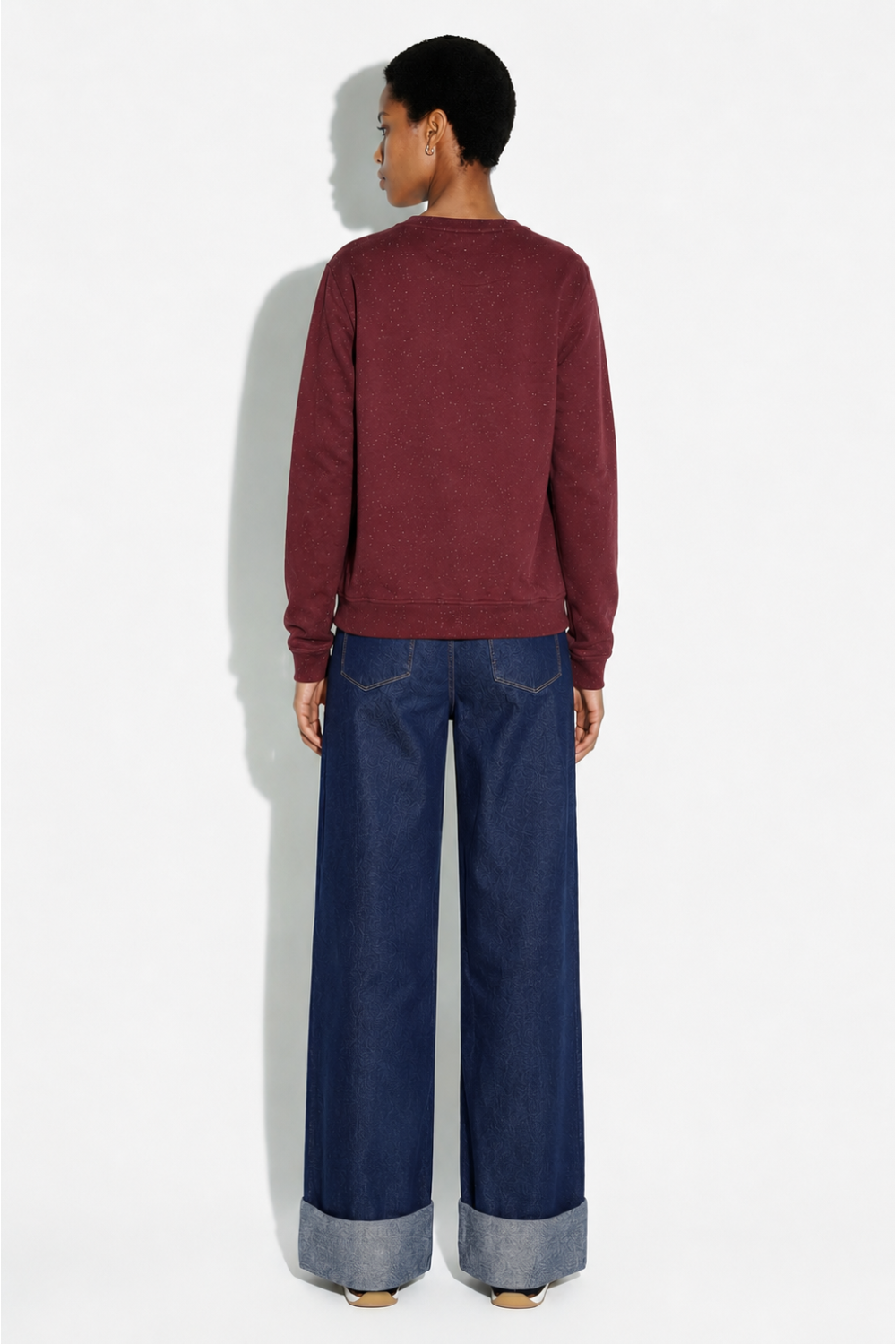 Sweatshirt Eddie moucheté bordeaux fabriqué au Portugal
