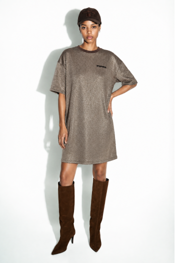 Robe Noa Lurex chocolat fabriquée au Portugal