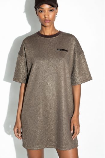 Robe Noa Lurex chocolat fabriquée au Portugal