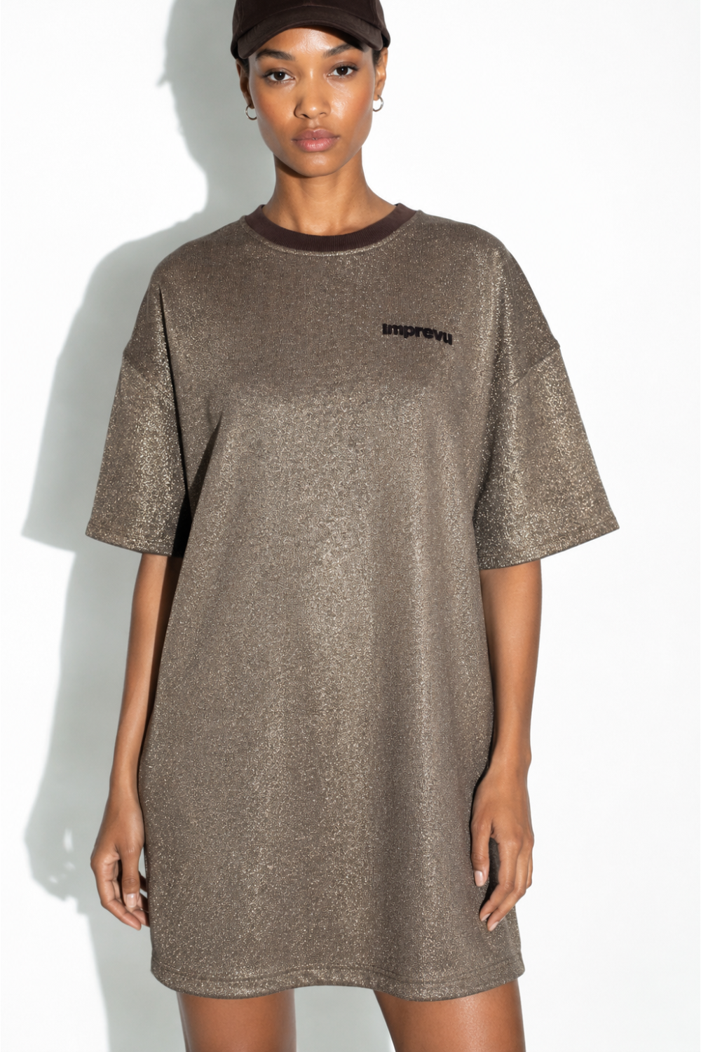Robe Noa Lurex chocolat fabriquée au Portugal