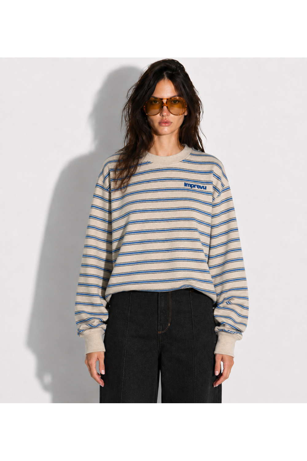 Eddie Beige Striped Sweatshirt, made in Portugal