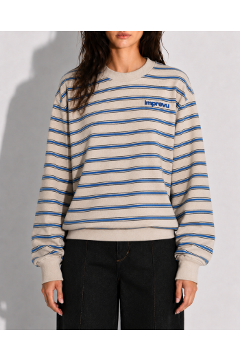 Eddie Beige Striped Sweatshirt, made in Portugal
