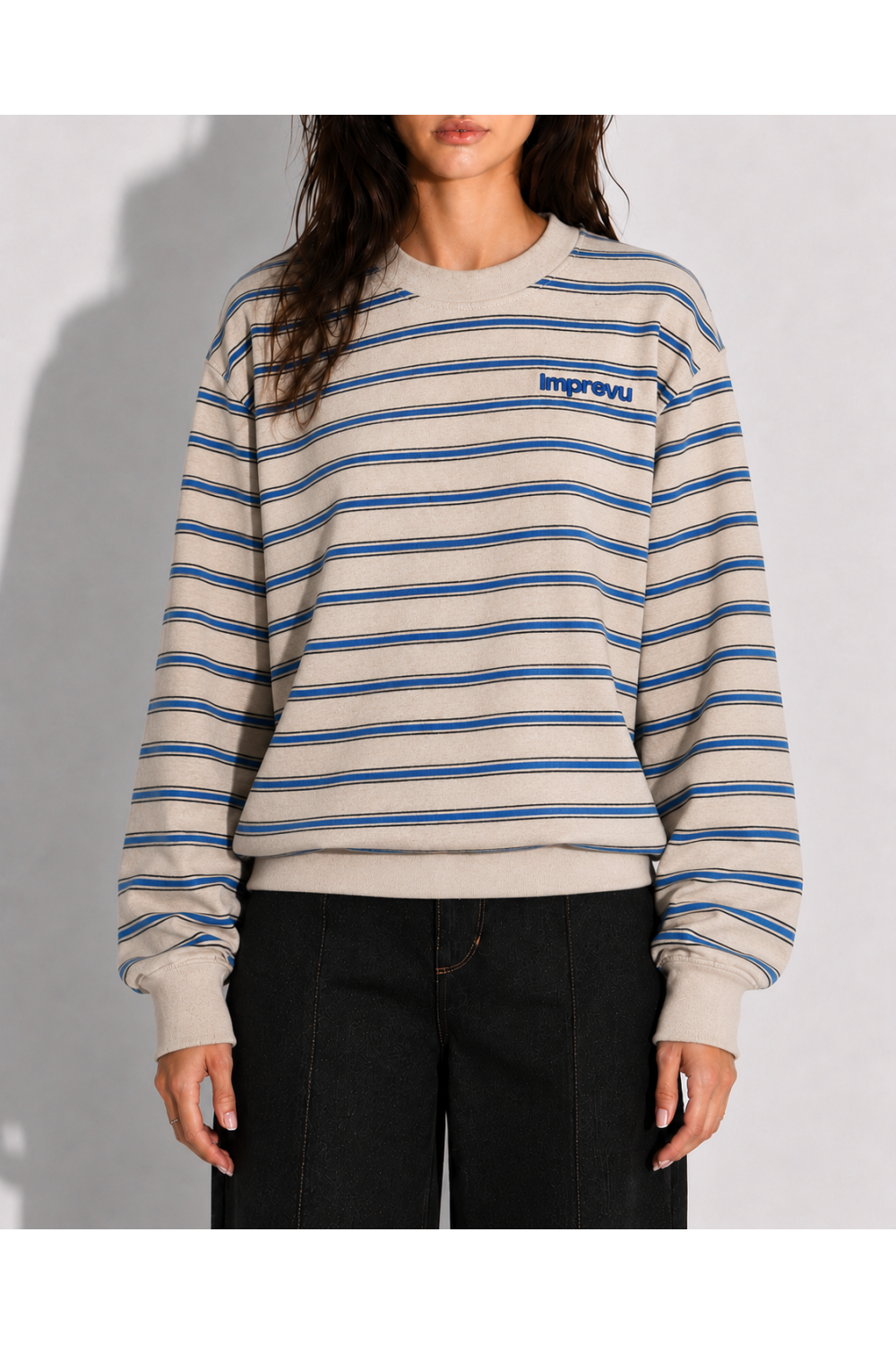 Eddie Beige Striped Sweatshirt, made in Portugal