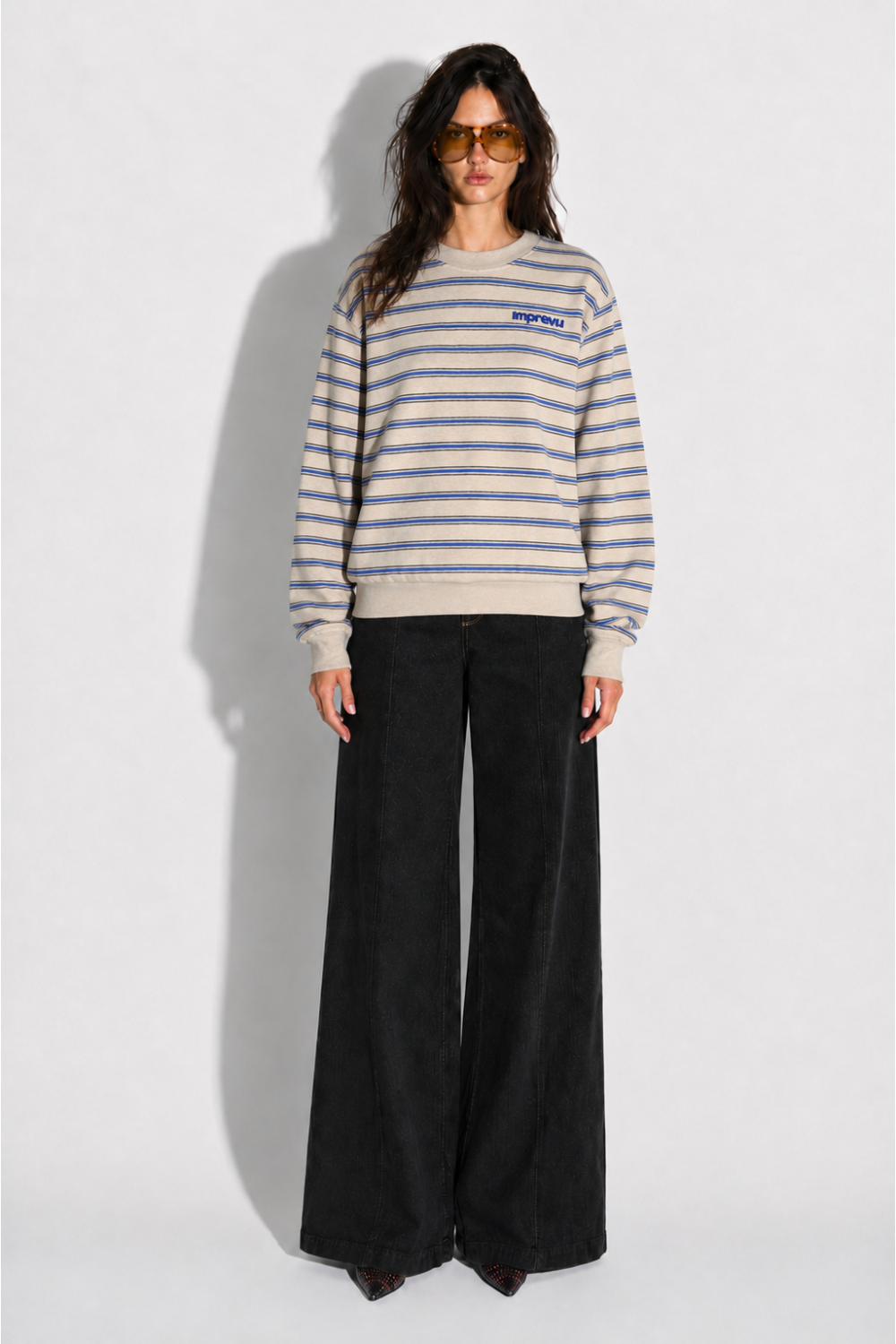 Eddie Beige Striped Sweatshirt, made in Portugal