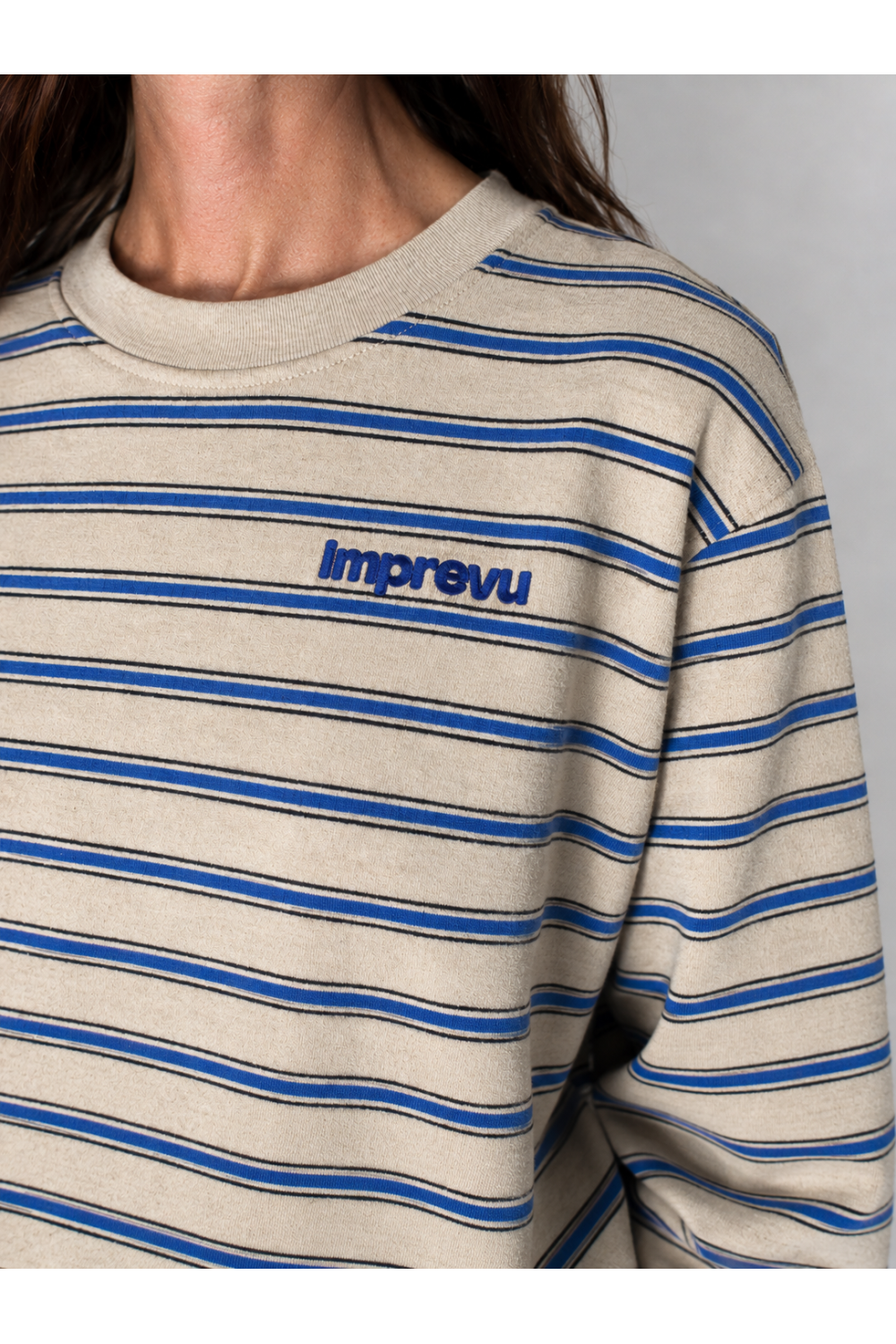 Eddie Beige Striped Sweatshirt, made in Portugal