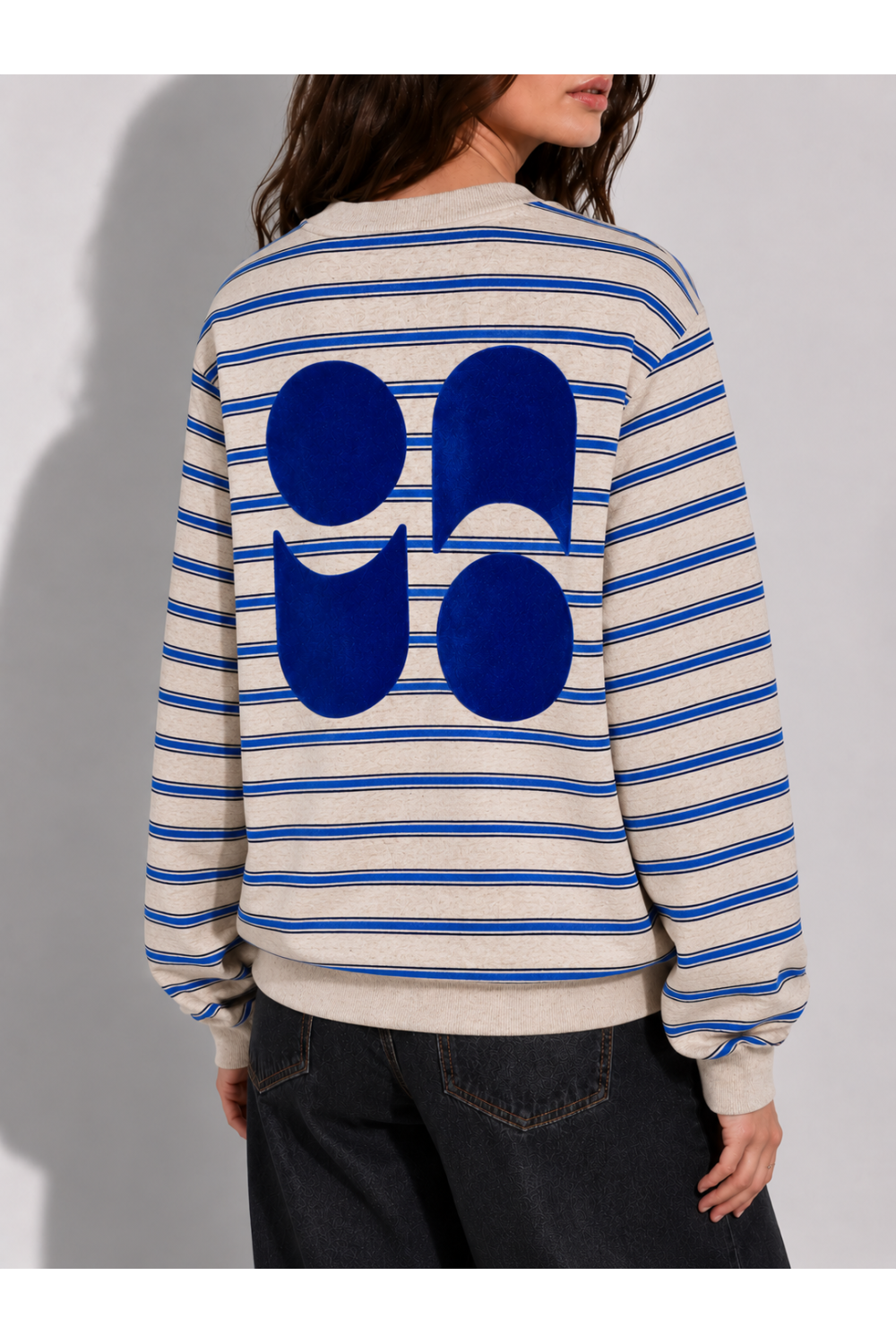 Eddie Beige Striped Sweatshirt, made in Portugal