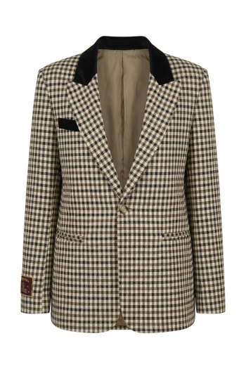 Khaki houndstooth Ema blazer made in Italy