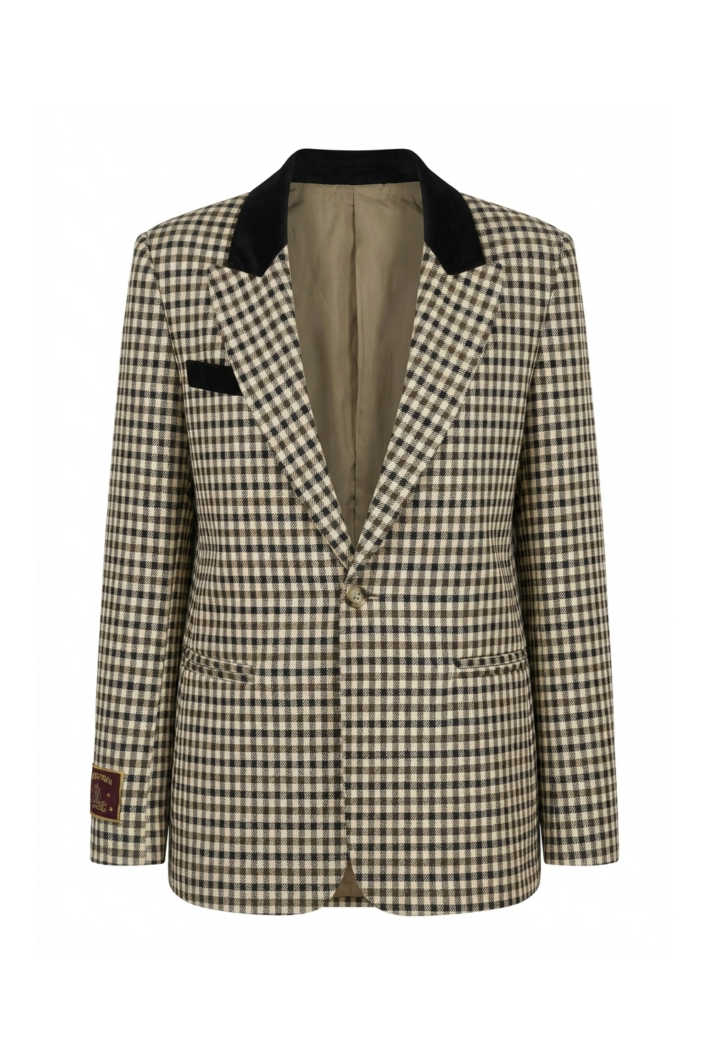 Khaki houndstooth Ema blazer made in Italy
