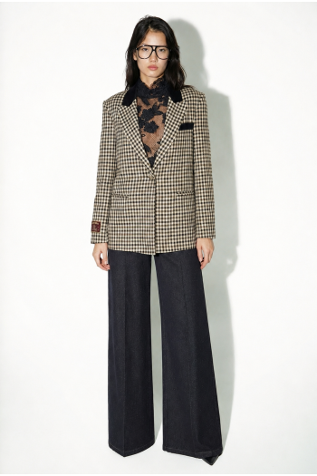 Khaki houndstooth Ema blazer made in Italy