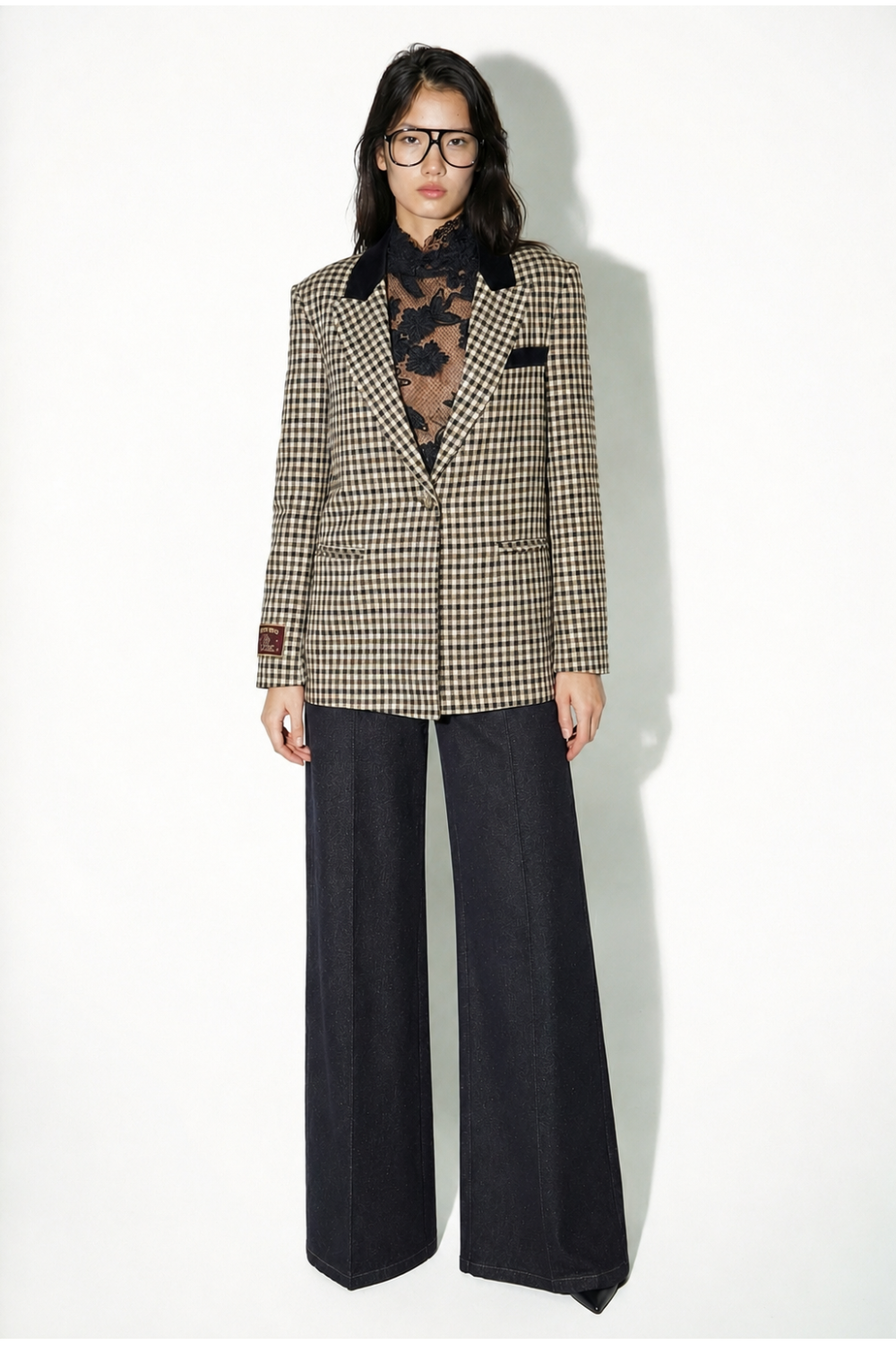 Khaki houndstooth Ema blazer made in Italy