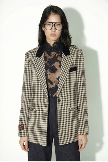 Khaki houndstooth Ema blazer made in Italy