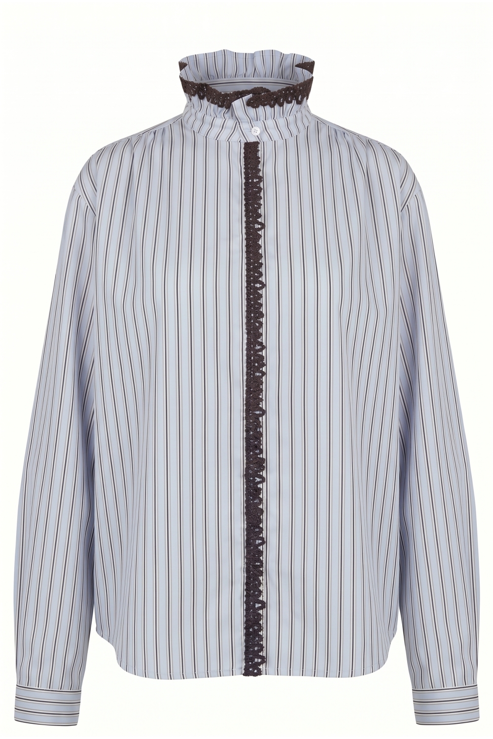 Chemise Malia Rayures et broderie en velours light blue fabriqué en Italie