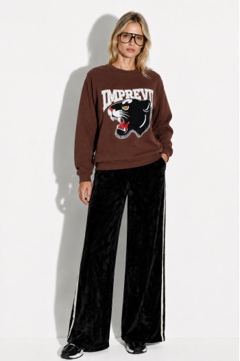 Sweatshirt Eddie black Panthère chocolat fabriqué au Portugal