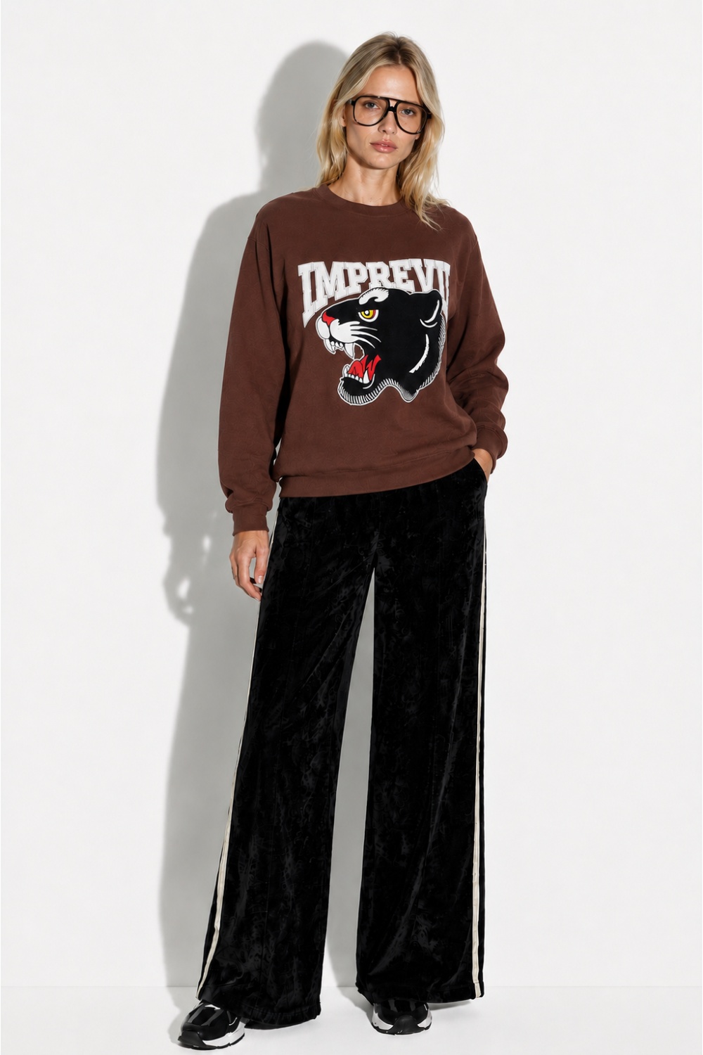 Sweatshirt Eddie black Panthère chocolat fabriqué au Portugal